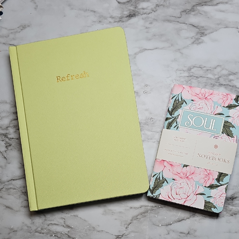 Goldmine & Coco Green and Pink Floral Notebooks Set